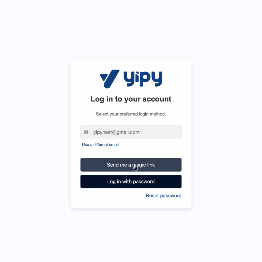 login method selection with magic link option