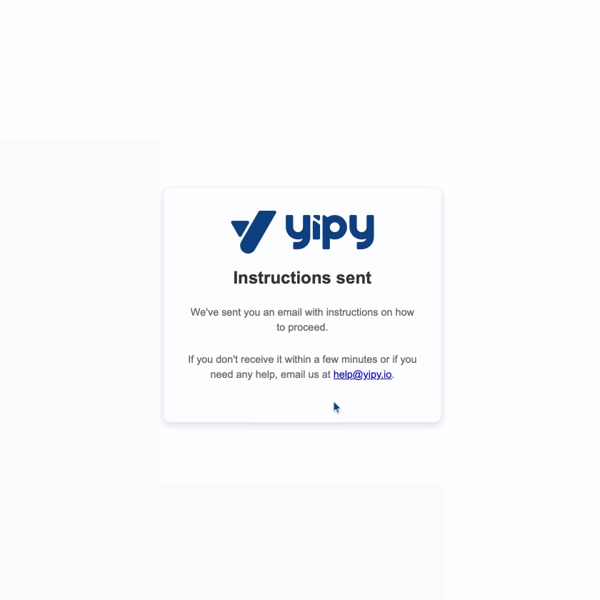 instructions sent confirmation window