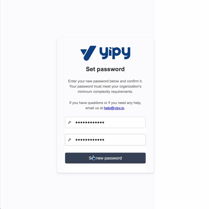set new password form